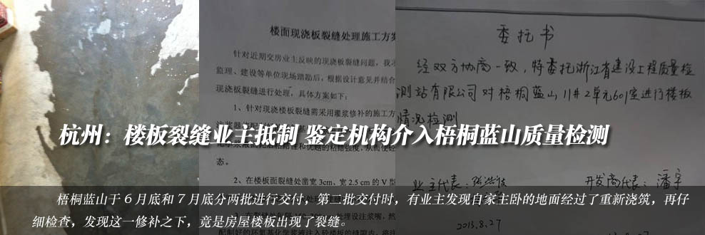 樓板裂縫業(yè)主抵制 鑒定機(jī)構(gòu)介入梧桐藍(lán)山質(zhì)量檢測