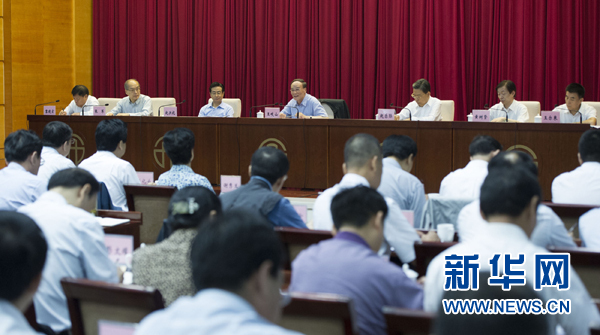 7月16日，中共中央政治局常委、中央紀委書記、中央巡視工作領(lǐng)導小組組長王岐山在北京出席2014年中央第二輪巡視工作動員部署會并講話。新華社記者黃敬文 攝 