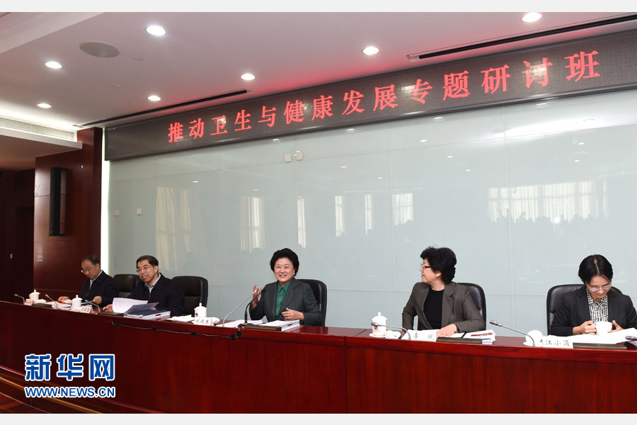 11月14日，中央組織部、國(guó)家衛(wèi)生計(jì)生委、國(guó)家行政學(xué)院聯(lián)合舉辦的省部級(jí)干部“推動(dòng)衛(wèi)生與健康發(fā)展”專題研討班在北京舉行。中共中央政治局委員、國(guó)務(wù)院副總理劉延?xùn)|出席開班式并講話。新華社記者 饒愛民 攝