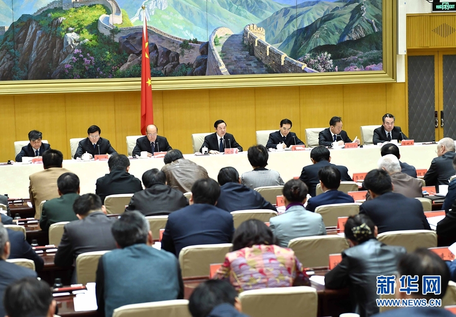 1月13日，中共中央政治局委員、中宣部部長(zhǎng)、全國(guó)“掃黃打非”工作小組組長(zhǎng)劉奇葆在北京出席第三十次全國(guó)“掃黃打非”工作電視電話會(huì)議。新華社記者 李濤 攝