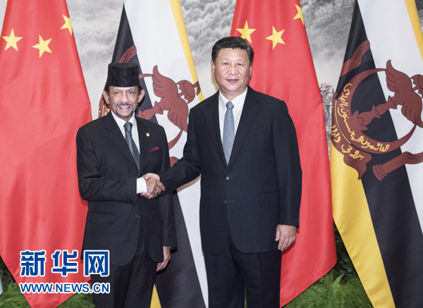 9月13日，國家主席習(xí)近平在北京人民大會堂同文萊蘇丹哈桑納爾舉行會談。 新華社記者 李濤 攝
