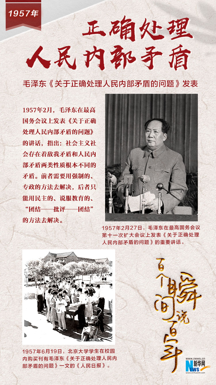 1957，正確處理人民內(nèi)部矛盾