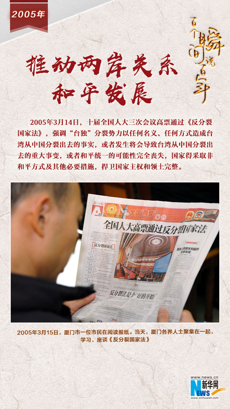 2005，推動兩岸關系和平發(fā)展