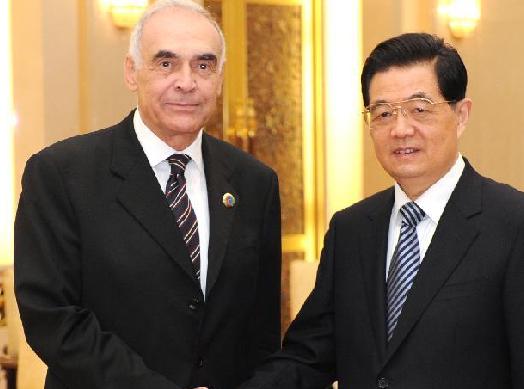 胡錦濤會(huì)見(jiàn)埃及總統(tǒng)特使、外長(zhǎng)阿姆魯