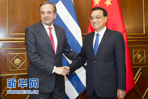 10月16日，中國國務院總理李克強在意大利米蘭會見希臘總理薩馬拉斯。 新華社記者 謝環(huán)馳 攝