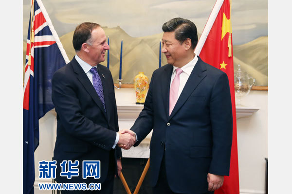 11月20日，中國(guó)國(guó)家主席習(xí)近平在惠靈頓同新西蘭總理約翰·基舉行會(huì)談。 新華社記者 馬占成 攝