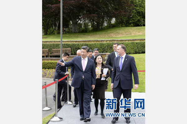 11月20日，中國(guó)國(guó)家主席習(xí)近平在惠靈頓同新西蘭總理約翰·基舉行會(huì)談。 新華社記者 李學(xué)仁 攝