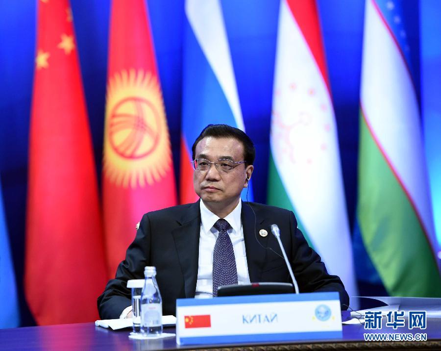 12月15日，中國國務院總理李克強在阿斯塔納出席上海合作組織成員國政府首腦理事會第十三次會議。 新華社記者 饒愛民 攝 