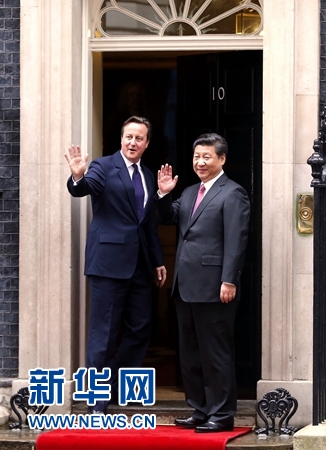 10月21日，國家主席習(xí)近平在倫敦唐寧街首相府同英國首相卡梅倫舉行會談。 新華社記者 鞠鵬 攝 