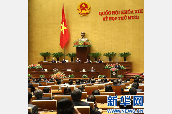 11月6日，中共中央總書記、國家主席習(xí)近平在越南國會(huì)發(fā)表題為《共同譜寫中越友好新篇章》的重要演講。 新華社記者 龐興雷 攝