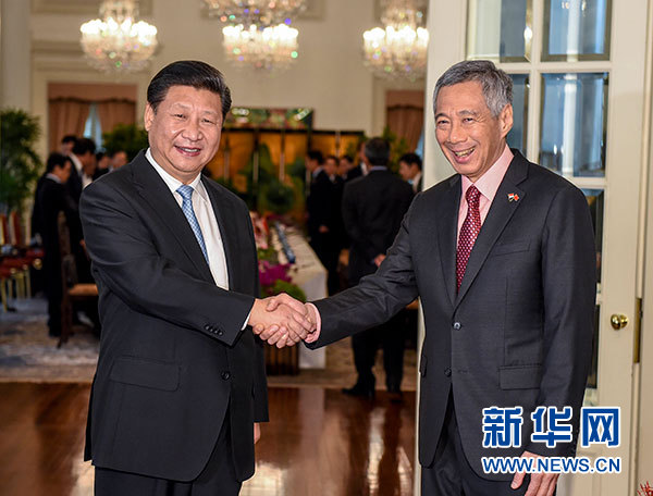 11月7日，國(guó)家主席習(xí)近平在新加坡同新加坡總理李顯龍舉行會(huì)談。 新華社記者 李學(xué)仁 攝