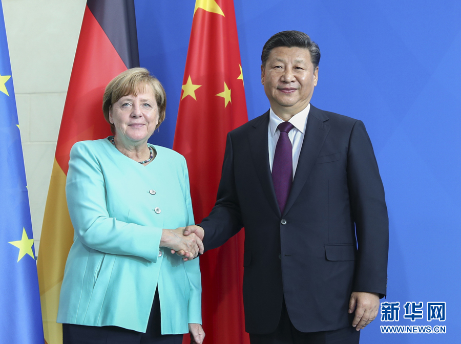 7月5日，國家主席習近平在柏林同德國總理默克爾舉行會談。新華社記者謝環(huán)馳攝